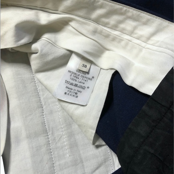 CÉLINE Navy Wool Straight Leg Trousers Sz 38 (Fr) - Picture 5 of 8